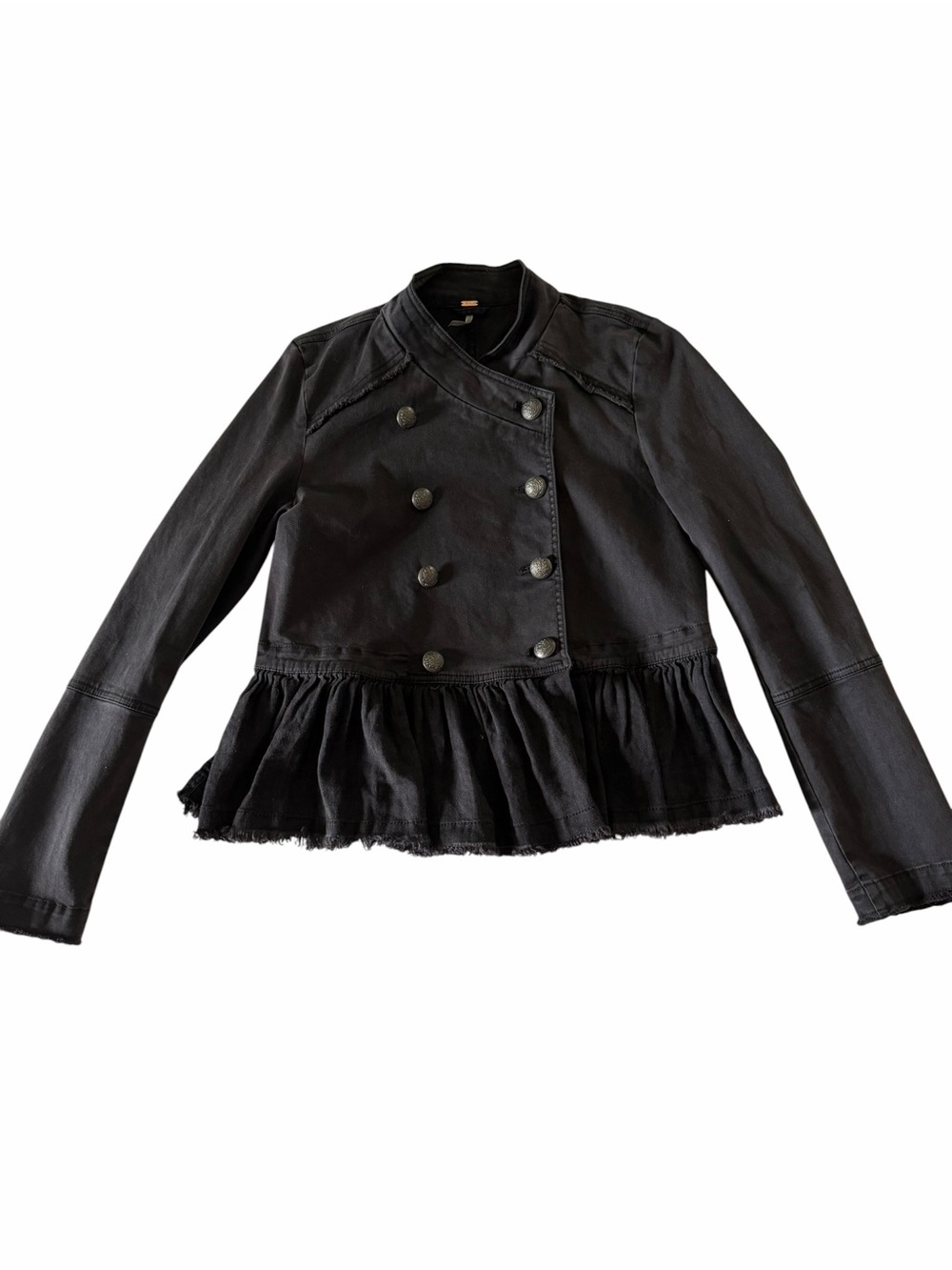 Free People Military Black Double-Breasted Peplum Jacket size small